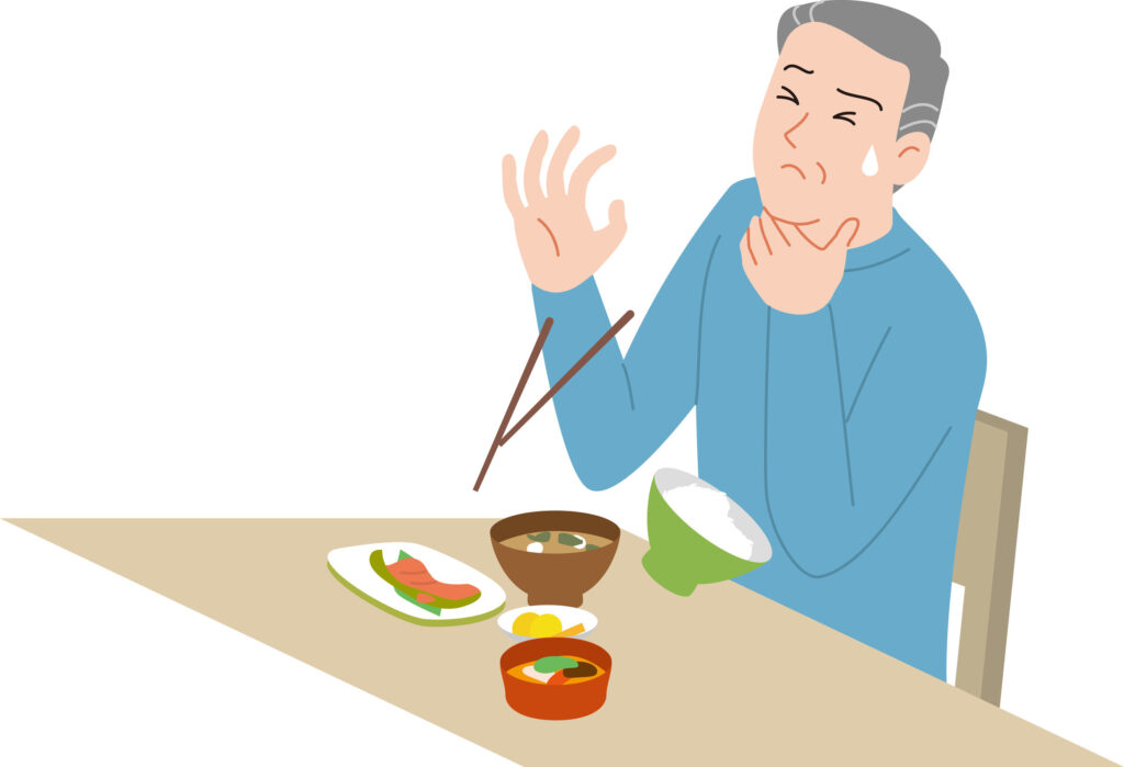 老人家吞嚥能力衰退，加上肺功能差，萬一鯁喉亦不夠力氣將食物「咳出」。