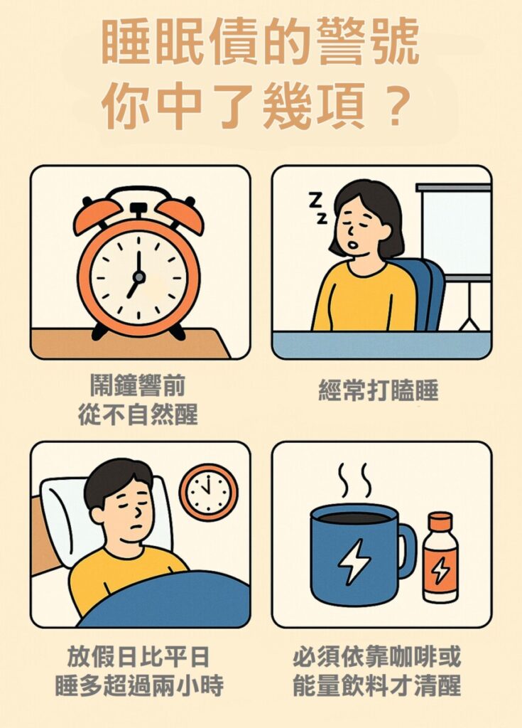 別以為「有睡覺」就等於休息夠，你可能正深陷 慢性疲勞，而元兇就是悄悄累積的睡眠債。睡眠債的警號你中了多少項？