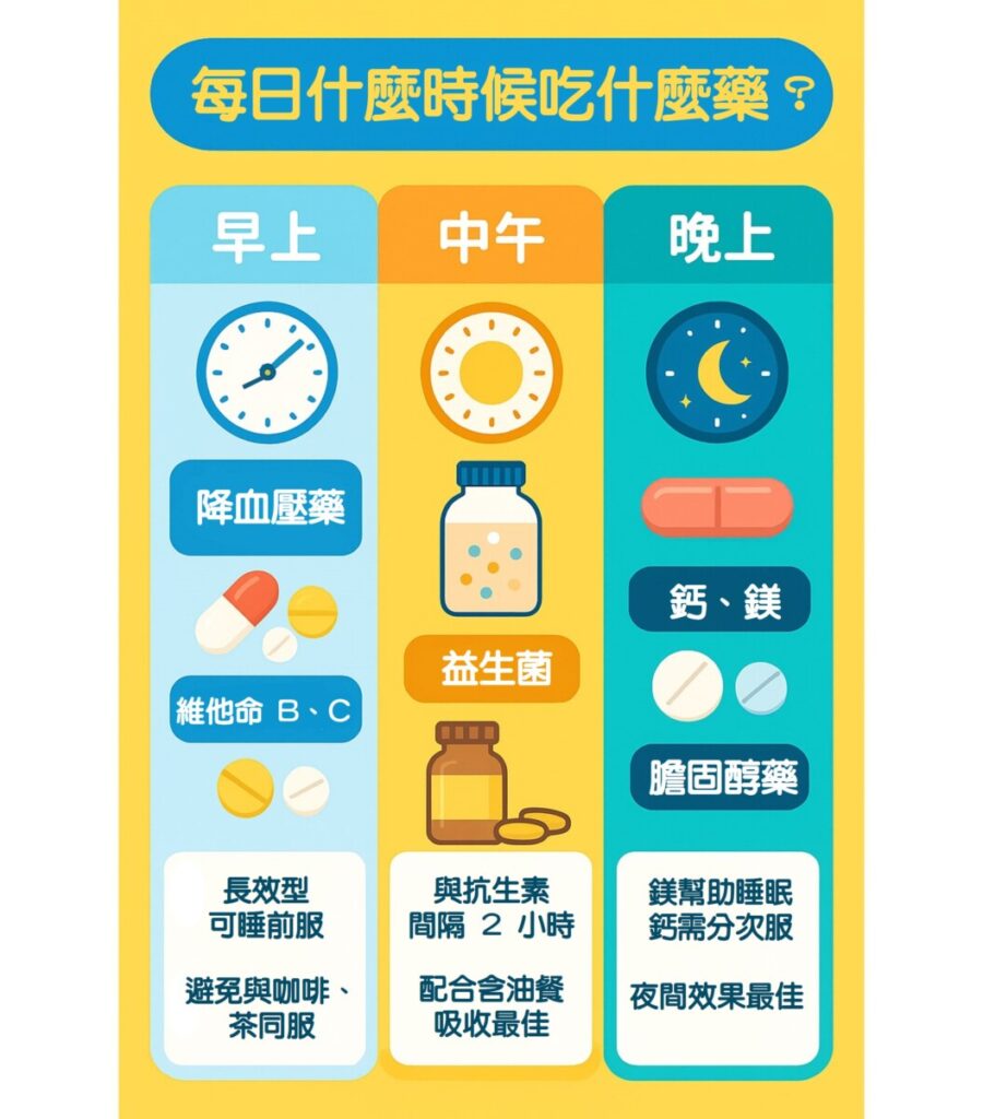 一圖看清什麼時間食什麼藥？