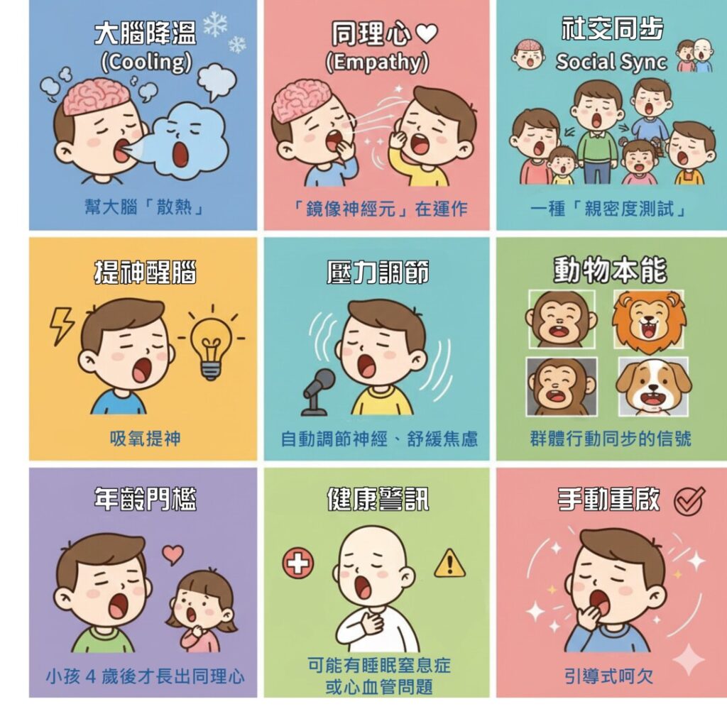 打呵欠的原因。